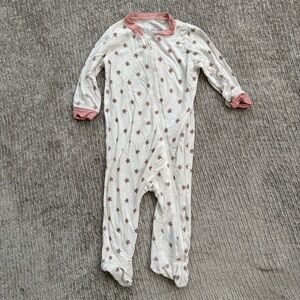 Milkberry Bamboo Zipper Footie Pajamas 6–9M Floral Flower Print Pink